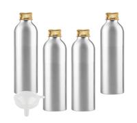 BPZXL 4 Pieces Empty 200ml Silver Metal Bottles Aluminium Bottle with Gold Aluminium Screw Cap for Cosmetic Shampoo Washing Gel Liquid Travel