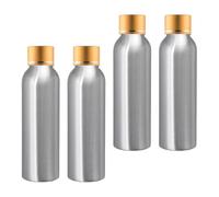 BPZXL Pack of 4, Empty Silver Refillable 120ml Aluminium Bottles with Gold Screw on Lids for Liquid Containers Cosmetic Alcohol Makeup Essential Oil Travel