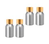 BPZXL Pack of 4, Empty Silver Refillable 30ml Aluminium Bottles with Gold Screw on Lids for Liquid Containers Cosmetic Alcohol Makeup Essential Oil Travel