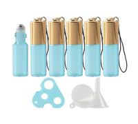 BPZXL Pack of 6, Empty Rollerball 5ml Blue Glass Roll-on Bottle for Liquid Perfume Fragrance Aromatherapy Essential Oil