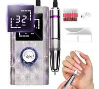BQ-114 Electric Nail File Professional Nail Drill 45000RPM,Rechargeable Cordless Efile Kit,Stepless Speed Control,8 Hours Battery, for Acrylic Gel Removal/Manicure Shaping/Cuticle Care/Salon (White)