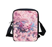 bqabhu Cherry Blossom Axolotl Messenger Bags Kids Crossbody Shoulder Bag with Adjustable Strap