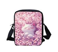 bqabhu Cherry Blossom Cat Messenger Bags Kids Crossbody Shoulder Bag with Adjustable Strap