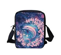 bqabhu Cherry Blossom Dolphin Messenger Bags for Boys Girls Mini Crossbody Bags Kids Children Shoulder Handbags Unisex Travel Totebags