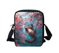 bqabhu Cherry Blossom Otter Messenger Bags Kids Crossbody Shoulder Bag with Adjustable Strap