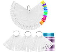 BQAN 200 Pcs Nail Swatch Sticks with Ring, Nails Art Color Display Nail Practice Sticks for Home or Salon Use, 4 Pack Number Stickers