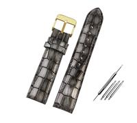 BQAXUREW EDVENA 18mm 20mm 22mm Blue Bright Leather Strap Crocodile Pattern Cowhide Men Watch Band(Black grey-gold,20mm)
