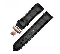 BQAXUREW EDVENA 22mm 23mm 24mm Genuine Leather Curved End Watchband Compatible With Tissot Watch Belt 1853 COUTURIER T035627A T035407A T035439 Men's Strap(Black-rose gold,24mm)