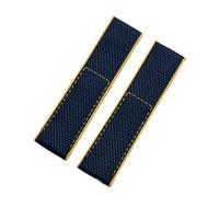 BQAXUREW EDVENA 22mm 24mm Soft Nylon Rubber Wristband Watch Band Accessories Compatible With Breitling Strap(Blue Yellow Side,22MM WITH LOGO_WITHOUT BUCKLE)