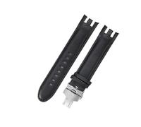 BQAXUREW EDVENA Compatible With Swatch Yrs403 412 402 With Tool Black Brown Cowhide Crocodile Pattern Accessories Men Bifurcate Concave Arc Watchbands 21mm(Black(PW)-Steel-B1)