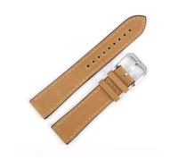 BQAXUREW EDVENA Cow Leather Wacth Strap 20mm 22mm Stainless Steel Buckle Silicone Rubber Bottom Soft Watch Band Waterproof Replacement(Tan,22mm)