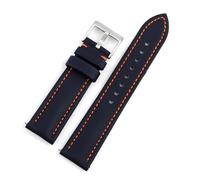 BQAXUREW EDVENA Cowhide+Oxford Watch Strap Canvas Fabric Watchband 18mm 19mm 20mm 21mm 22mm 23mm 24mm For Men Women Waterproof Strap(Blue-orange line,24mm)