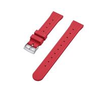 BQAXUREW EDVENA Fluoro Rubber 20mm 22mm Waffle Watch Strap Quick Release FKM Watch Band for Men Replacement Watchband(Red Silver_20mm)