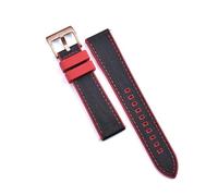 BQAXUREW EDVENA Fluoro Rubber Leather Watch Band 20mm 22mm Hybrid FKM Watch Strap Quick Release Wristband For Men's Diving Watch(Red-Black 4,20mm)