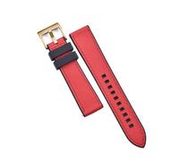 BQAXUREW EDVENA Fluoro Rubber Leather Watch Band 20mm 22mm Hybrid FKM Watch Strap Quick Release Wristband For Men's Diving Watch(Black-Red 3,20mm)
