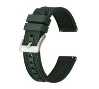 BQAXUREW EDVENA Fluororubber Watch Strap 18mm 20mm 22mm Rubber Quick Release Strap For Men Women Sports Watchband(Green-Silver Buckle,20mm)
