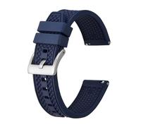 BQAXUREW EDVENA Fluororubber Watch Strap 18mm 20mm 22mm Rubber Quick Release Strap For Men Women Sports Watchband(Blue-Silver Buckle,18mm)