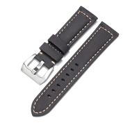 BQAXUREW EDVENA Genuine Leather Strap Compatible With Panerai Watch Band Men Women PAM111/441/312 Crazy Horse Belt 20mm 22mm 24mm 26mm(Gray-Silver,24mm)