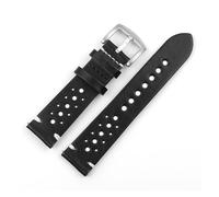 BQAXUREW EDVENA Genuine Leather Watch Band 18mm 20mm 22mm Sports Breathable Wristband Watchstrap For Men Women(Black,18mm)