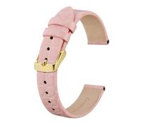 BQAXUREW EDVENA Genuine Leather Watch Band For Ladies Women 8mm 10mm 12mm 14mm 16mm 18mm 19mm 20mm Replacement Strap Stainless Buckle(Pink-Gold,16mm)