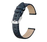 BQAXUREW EDVENA Genuine Leather Watch Band For Ladies Women 8mm 10mm 12mm 14mm 16mm 18mm 19mm 20mm Replacement Strap Stainless Buckle(Blue-Silver,16mm)