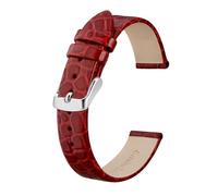BQAXUREW EDVENA Genuine Leather Watch Band For Ladies Women 8mm 10mm 12mm 14mm 16mm 18mm 19mm 20mm Replacement Strap Stainless Buckle(Red-Silver,8mm)