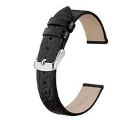 BQAXUREW EDVENA Genuine Leather Watch Band For Ladies Women 8mm 10mm 12mm 14mm 16mm 18mm 19mm 20mm Replacement Strap Stainless Buckle(Black-Silver,18mm)