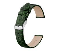 BQAXUREW EDVENA Genuine Leather Watch Band For Ladies Women 8mm 10mm 12mm 14mm 16mm 18mm 19mm 20mm Replacement Strap Stainless Buckle(Green-Silver,20mm)