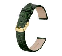 BQAXUREW EDVENA Genuine Leather Watch Band For Ladies Women 8mm 10mm 12mm 14mm 16mm 18mm 19mm 20mm Replacement Strap Stainless Buckle(Green-Gold,12mm)