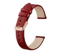 BQAXUREW EDVENA Genuine Leather Watch Band For Ladies Women 8mm 10mm 12mm 14mm 16mm 18mm 19mm 20mm Replacement Strap Stainless Buckle(Red-Rosegold,10mm)