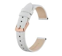 BQAXUREW EDVENA Genuine Leather Watch Band For Ladies Women 8mm 10mm 12mm 14mm 16mm 18mm 19mm 20mm Replacement Strap Stainless Buckle(White-Rosegold,20mm)
