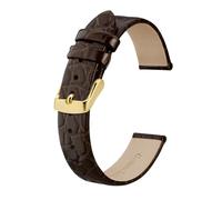 BQAXUREW EDVENA Genuine Leather Watch Band For Ladies Women 8mm 10mm 12mm 14mm 16mm 18mm 19mm 20mm Replacement Strap Stainless Buckle(Brown-Gold,16mm)