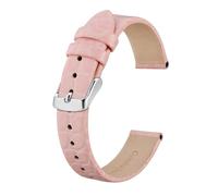 BQAXUREW EDVENA Genuine Leather Watch Band For Ladies Women 8mm 10mm 12mm 14mm 16mm 18mm 19mm 20mm Replacement Strap Stainless Buckle(Pink-Silver,20mm)