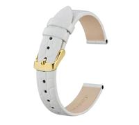 BQAXUREW EDVENA Genuine Leather Watch Band For Ladies Women 8mm 10mm 12mm 14mm 16mm 18mm 19mm 20mm Replacement Strap Stainless Buckle(White-Gold,10mm)