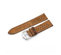 BQAXUREW EDVENA Genuine Leather Watch Band Strap 20mm 22mm 24mm Porous Breathable Handmade Stitching Watch Bracelet Accessories(Orange Yellow,22mm)