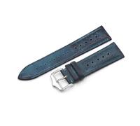 BQAXUREW EDVENA Genuine Leather Watch Band Strap 20mm 22mm 24mm Porous Breathable Handmade Stitching Watch Bracelet Accessories(Blue,22mm)
