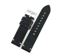 BQAXUREW EDVENA Hand Stitching Vintage Watchbands Men Genuine Leather 20mm 22mm 24mm Calfskin Watch Band Strap Metal Buckle Accessories(Dark Green_24mm)