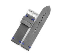 BQAXUREW EDVENA Hand Stitching Vintage Watchbands Men Genuine Leather 20mm 22mm 24mm Calfskin Watch Band Strap Metal Buckle Accessories(Gray-Blue line_20mm)