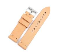 BQAXUREW EDVENA Hand Stitching Vintage Watchbands Men Genuine Leather 20mm 22mm 24mm Calfskin Watch Band Strap Metal Buckle Accessories(Natural_24mm)