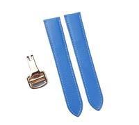BQAXUREW EDVENA Handmade Goatskin Quick Release Leather Strap Compatible With Cartier Tank London Mens Ladies Watch(Water demon bluegold,18)