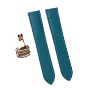 BQAXUREW EDVENA Handmade Goatskin Quick Release Leather Strap Compatible With Cartier Tank London Mens Ladies Watch(Peacock Green Gold,14)