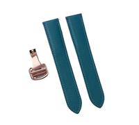 BQAXUREW EDVENA Handmade Goatskin Quick Release Leather Strap Compatible With Cartier Tank London Mens Ladies Watch(Peacock green rose,22)