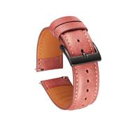 BQAXUREW EDVENA Italian Genuine Leather Watchband 20mm 22mm Watch Accessories Watch Straps Vintage Bracelet Watch Band for Watch(Red-Black Buckle_20mm)