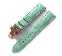 BQAXUREW EDVENA Leather Strap Litchi Grain Leather Butterfly Buckle 14 16 18 20 22 Mm Strap Black Brown Blue Watch Accessories(Light blue rose,13mm)