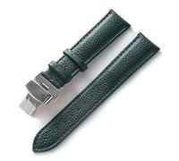 BQAXUREW EDVENA Leather Strap Litchi Grain Leather Butterfly Buckle 14 16 18 20 22 Mm Strap Black Brown Blue Watch Accessories(Dark green,13mm)