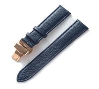 BQAXUREW EDVENA Leather Strap Litchi Grain Leather Butterfly Buckle 14 16 18 20 22 Mm Strap Black Brown Blue Watch Accessories(Royal blue rose,13mm)