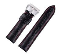 BQAXUREW EDVENA Leather Strap Men's Watch Band Genuine Leather Cowhide 20mm 22mm 24mm 26mm Handmade Vintage Blue Brown Bracelet(Black red line,26mm)