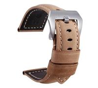 BQAXUREW EDVENA Leather Straps Compatible With Panerai PAM441 386 Watch Accessories Men's Strap 20mm 22mm 24mm 26mm Watch Bands Cowhide Replacement Bracelet(02-khaki silver,22mm)