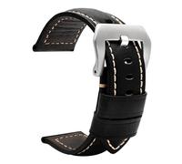 BQAXUREW EDVENA Leather Straps Compatible With Panerai PAM441 386 Watch Accessories Men's Strap 20mm 22mm 24mm 26mm Watch Bands Cowhide Replacement Bracelet(03-black silver,20mm)