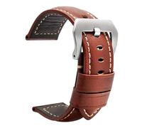 BQAXUREW EDVENA Leather Straps Compatible With Panerai PAM441 386 Watch Accessories Men's Strap 20mm 22mm 24mm 26mm Watch Bands Cowhide Replacement Bracelet(03-brwon silver,20mm)